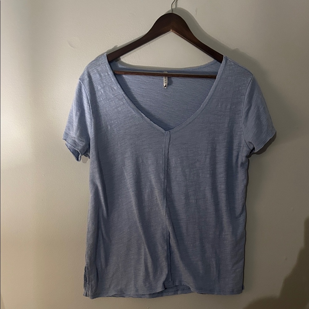 Light Blue V-Neck Women's Top